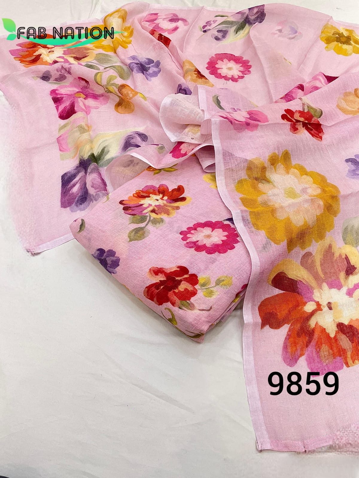 Linen Allover Suit with Zari Linen Dupatta